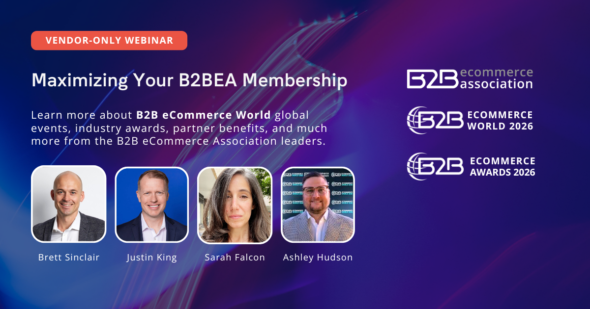 banner with text: B2B ecommerce association vendor webinar march 2026