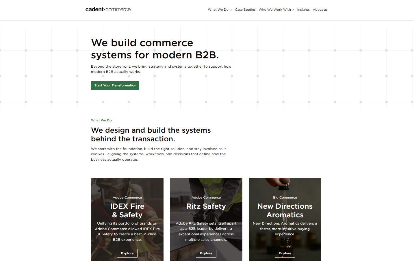 Cadent Commerce homepage screenshot Cadent Commerce homepage screenshot
