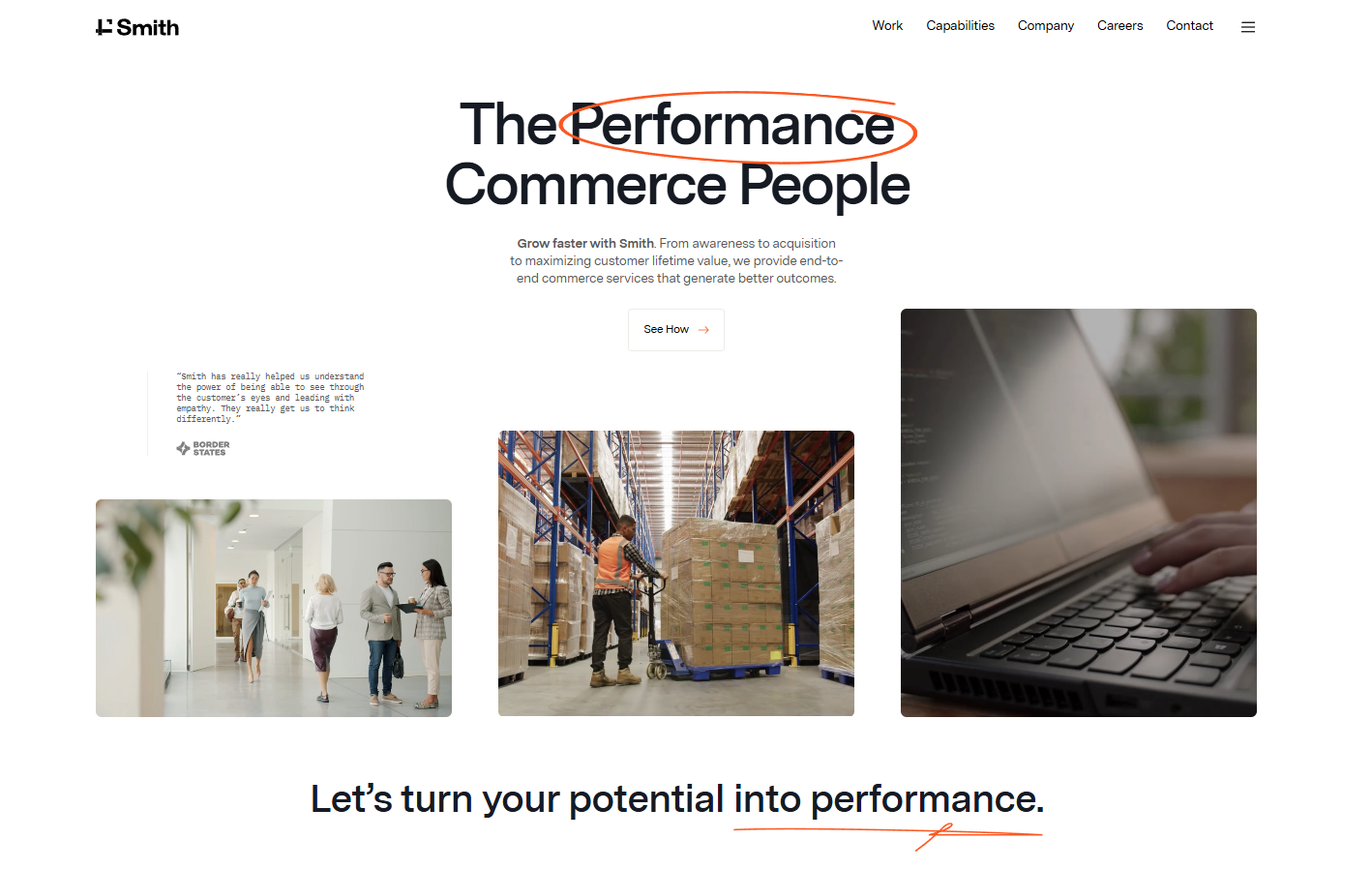 Smith Commerce homepage screenshot Smith Commerce homepage screenshot