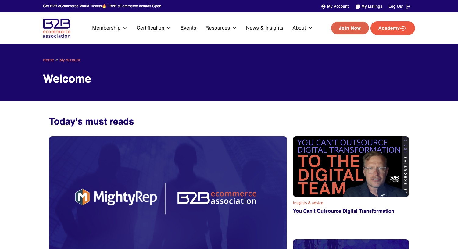 Academy login on desktop