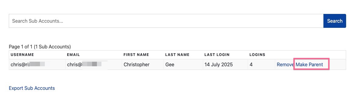 Transfer ownership