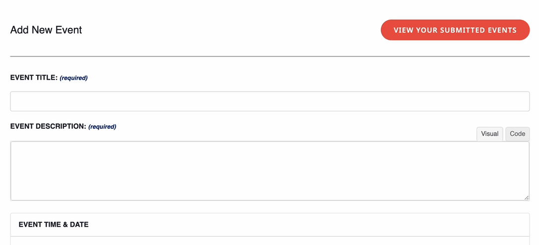 Fill in your required event info